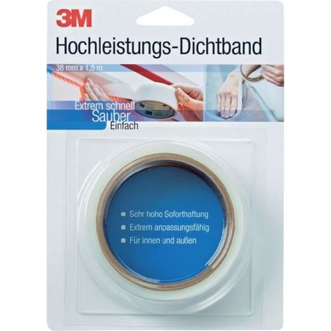 3M Cinta de sellado de alto rendimiento de 38 mm x 1.5 m x 0.9 mm, color blanco, 38mm x 1.5 m