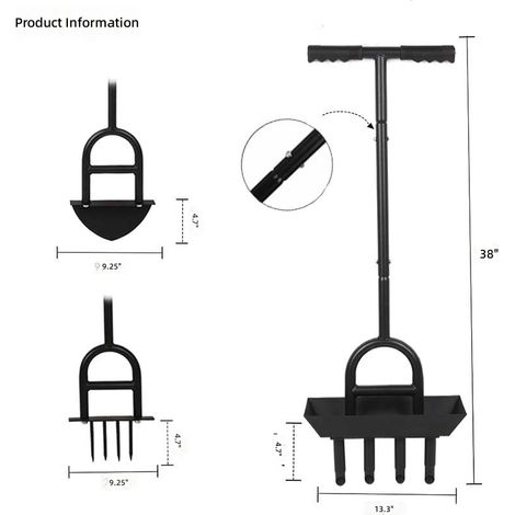 Aérateur de pelouse 3 en 1, motoculteur et outil décompactage du sol, multifonctionnel (1/5)