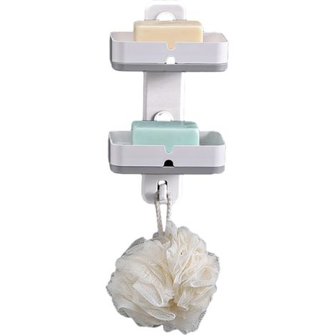 Porte-Savon Douche - Ventouse Double Couche - Auto-Évacuateur - Salle De Bain Cuisine - 1 Pièce (1/5)