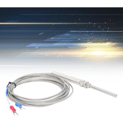 Sonde de température thermocouple type K blindée, détecteur sensible avec sonde de 50 mm et câble de 3 mètres (1/5)