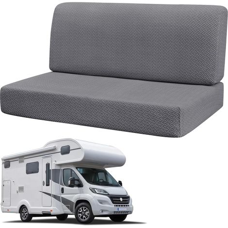 Sitzbezüge Wohnwagen 2 Stück Stretch Sitzbezug für Wohnmobil Sitzbank & Rückenlehne Waschbarer Camper Kissenbezüge Rutschfest Polsterbezug Spannbezüge Couch für Anhänger Reisemobilsitz (Dunkelgrau) (1/5)