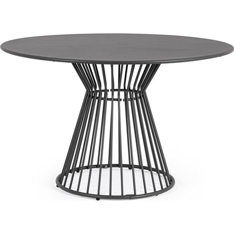 Table ronde en acier mate KEVIN 120cm – Intérieur et extérieur-Gris anthracite (1/5)