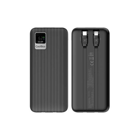 POWERBANK DP20 20000MAH LCD+CABLES INTEGRADOS USB-C+LIGHTING NEGRO CARGA RAPIDA