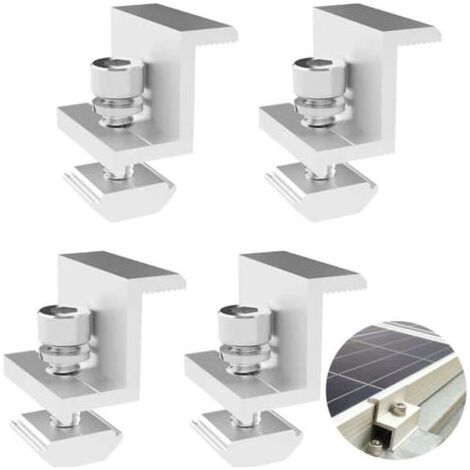 4 supports Z réglables pour panneaux solaires photovoltaïques - Pince d'extrémité 30 mm - Paquet complet - (1/4)