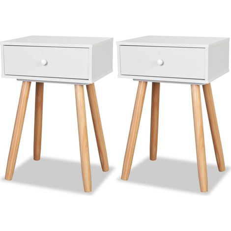 Juego de 2 mesitas de noche mesitas de noche cómoda muebles de dormitorio MDF 40 x 30 x 61 cm blanco 1402131/2