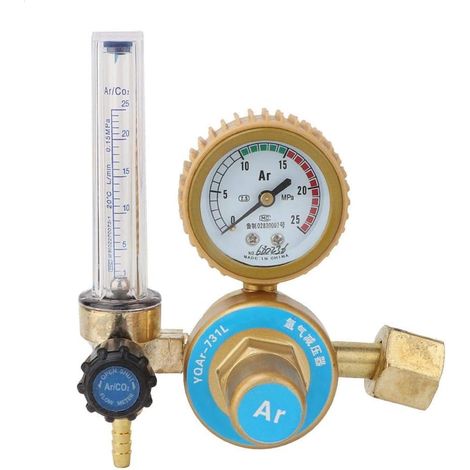 MIMOSON-Argon CO2 Flow Meter Regulator, Pressure Gauge 025MPa, Universal Argon CO2 Welding Regulator Pressure Reducer (1/5)