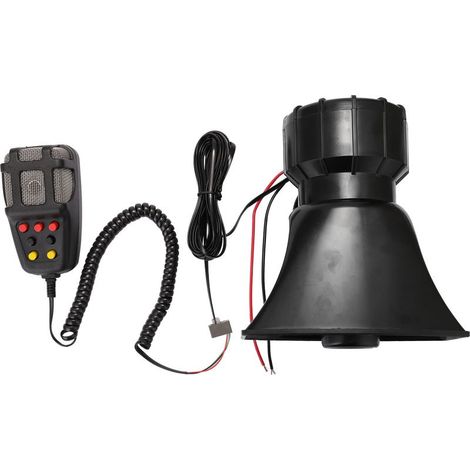 Sirène Voiture 100W 12V 7 Sons avec Micro PA - Haut-Parleur Amplifié Longue Portée - Pour Voiture, Camion, Bateau, Camping-Car - ABS et Fer - Noir - Avec Kit Installation (1/5)