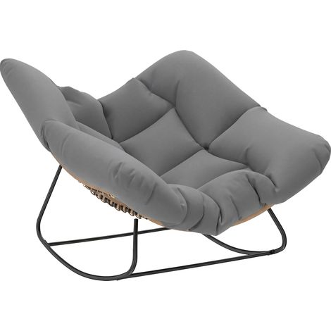 Fauteuil Éteval basculant extérieur confort nuage résistant UV gris bois naturel (1/5)