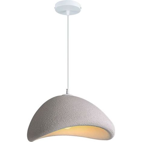 Bardusch-Suspension Moderne Lampe de Plafonde Abat-jour en Résine Ciment Ø20cm Gris, E27 Lustre Industriel Luminaire pour Salon (1/4)
