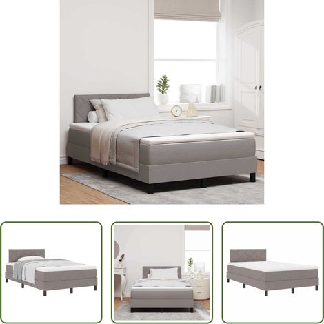 Lit moderne - Lit à ressorts avec matelas Taupe 120 x 200 cm tissu (1/5)