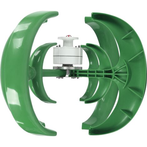 Éolienne 1200W 24V Lanterne Verte, Turbine 4 Pales avec Régulateur de Charge, Générateur Énergie Éolienne pour Jardin (1/5)