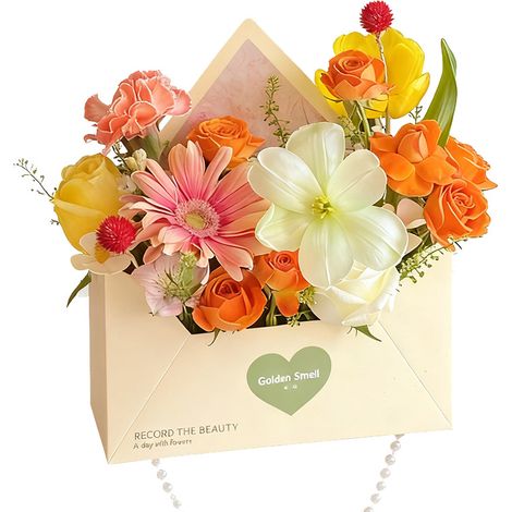 5 pièces boîtes cadeaux enveloppes élégantes à motifs floraux et lettre d'amour, pour la Saint-Valentin, les mariages, la Fête des Mères et les remises de diplômes, panier de fleurs DIY (sans collier (1/4)
