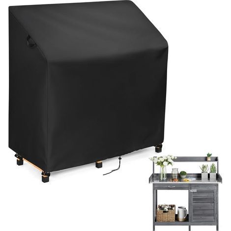 Housse de table imperméable pour table de rempotage. serre. établi. barbecue. abri de jardin 115 x 51 x 122 cm (Noir) (1/5)