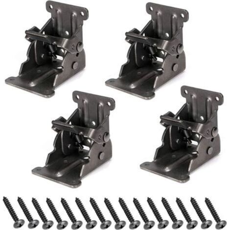 Pr Folding Table Leg Brackets, Foldable Hinge Hardware, Self-Lock Extension Foldable Shelf Support Bracket for Bed Leg, Wall Mounted Shelf, Space Saving, Pack of 4 (1/5)