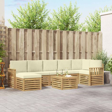 vidaXL Outdoor-Sofagarnitur 8 pcs Weiß und Creme 59 x 59 x 37 cm (1/5)