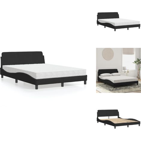 Bett mit Matratze Schwarz 140x200 cm Samt - Samtsofa - Doppelbett - Boxspringbett - Schlafzimmermöbel - Bettgestell (1/5)