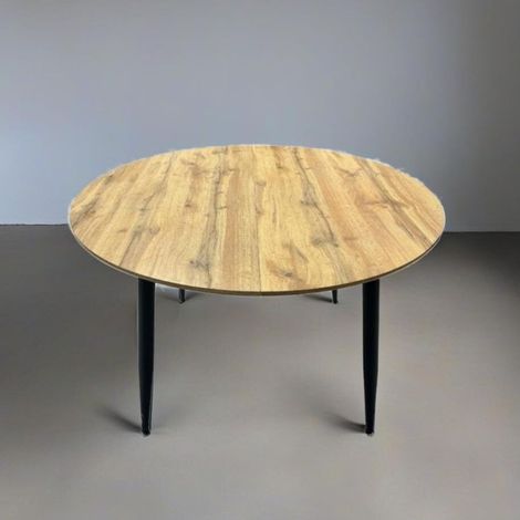 Mesa redonda extensible de roble con patas negras 120x120 cm - Cordelia (1/5)
