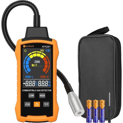 Détecteur de Fuite Gaz Naturel Sonde Flexible Universelle Écran Couleur Alarme Sonore Visuelle Localisation de Méthane Gaz Naturel Propane Gaz de Pétrole Liquéfié Essence pour Camping Maison (1/5)