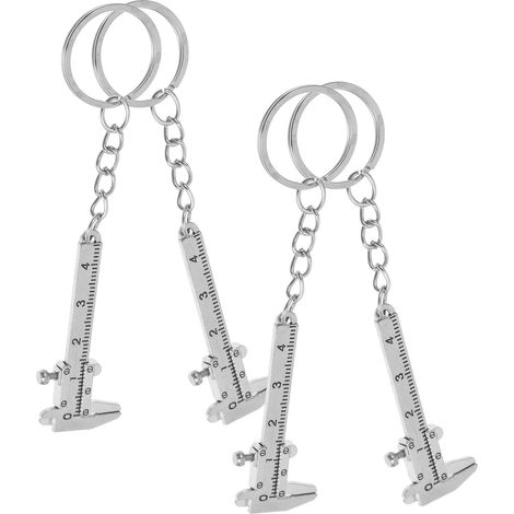 4pcs Porte-clés Mini Pied à Coulisse en Acier Inoxydable Argenté Portable pour Mesure de Précision, Design Élégant et Léger, Accessoire Pratique pour Adultes et Garçon et Filles (1/5)