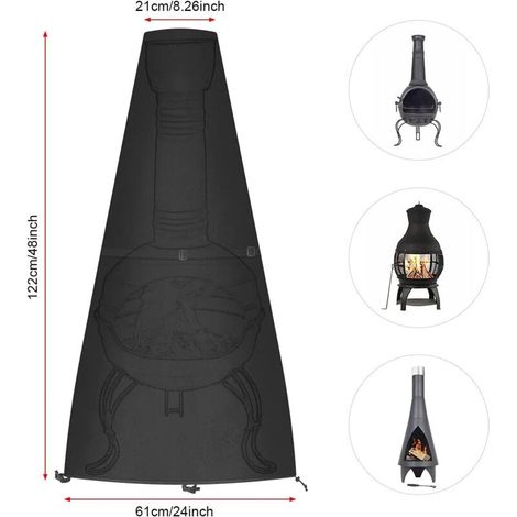 Housse pour Braséro Rond Imperméable, Housse pour Foyer D'extérieur Couverture de Gril Housse Bâche de Protection BBQ Couverture (122x21/61cm) (1/4)