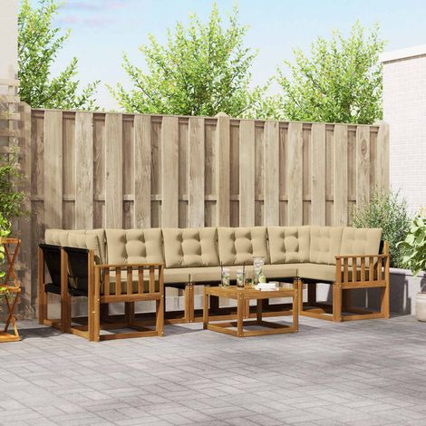 vidaXL Outdoor-Sofagarnitur mit Kissen 8 pcs Natur und Beige (1/5)