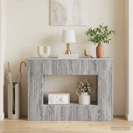 vidaXL Tavolo consolle Rigato Sonoma grigia 101 x 29 x 74 cm