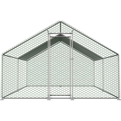 Verzinkter Stahl-Hühnerstall 3 x 4 x 2 m mit Schloss und PE-Abdeckung MODENUIT (1/5)