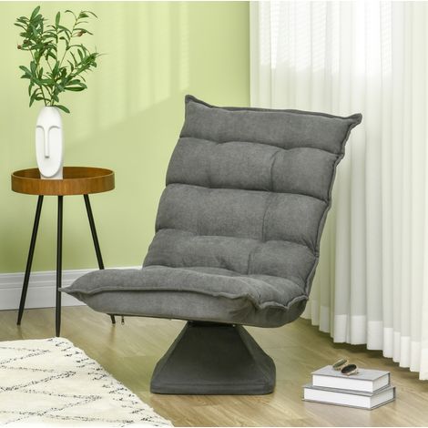 Fauteuil de sol pivotant en microfibre gris, dossier inclinable, 62 x 70 x 95 cm, REDOM (1/5)