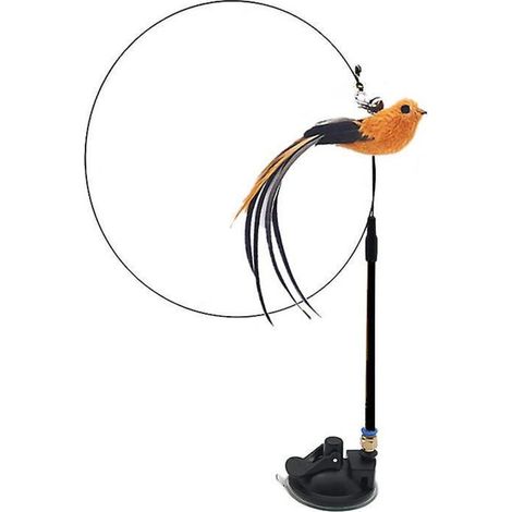 Jouet pour chat en forme de plume avec ventouse, simulation amusante d'oiseau avec cloche, jouets interactifs pour chat (1/3)