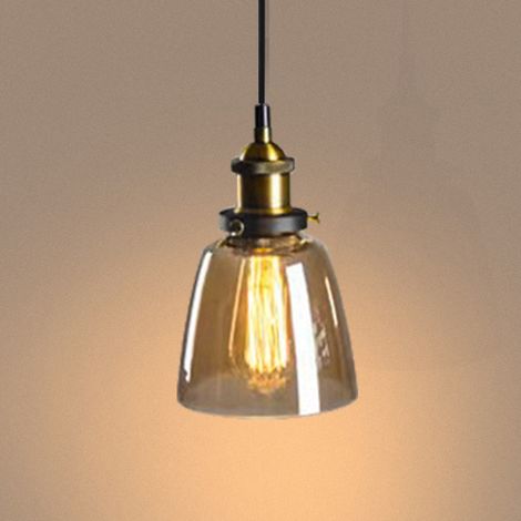 Industrial Interior Pendant Light Retro Pendant Lights E27 Glass Ceiling Light Black For Bedroom Kitchen Living Room Restaurant