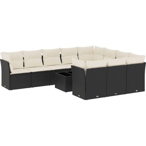Maison Exclusive - Set Divani da Giardino 11 pz con Cuscini in Polyrattan Nero (1/3)
