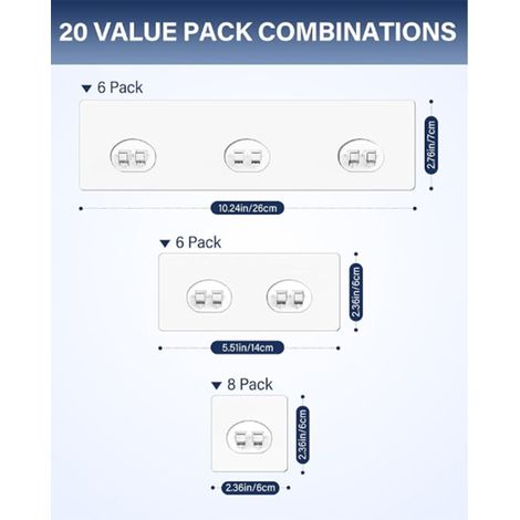 Ganchos adhesivos - Paquete de 20 ganchos autoadhesivos para pared, perfectos para colgar cepillos, toallas, paraguas, bolsos, etc. Fácil instalación, sin necesidad de taladrar, en la cocina y el baño (1/5)