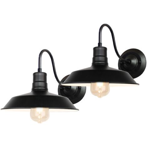royaluxe- 2PCS 26CM Applique Murale Rétro D'Intérieur Lampe Murale Antique Applique Murale En Fer Et Métal, Noir Pour Café Loft Bureau (1/5)