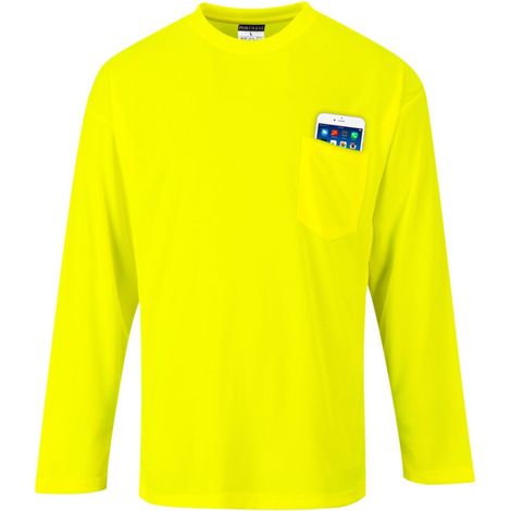 T-Shirt manches longues à poche Portwest Day-Vis Jaune 3XL.