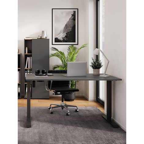 Bureau droit assis-debout électrique graphite/noir Azaro