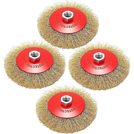 4 Pieces Angle Grinder Wire Brush - M14 Steel Brush for Battery Screwdriver 125mm Flexible Brush Tapered Drill Brush for Metal and Stone Cleaning Stripping (1/5)