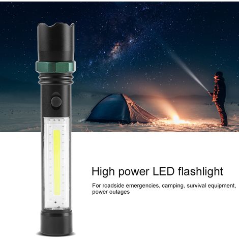 Lampe torche LED puissante avec voyants clignotants, rechargeable pour la chasse en extérieur (1/5)