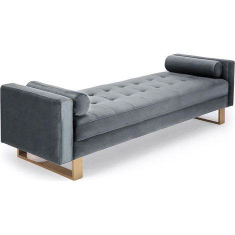 Paris Prix – Banquette capitonnée velours 160cm – Structure métal – Design élégant – Facile d'entretien – Pour 2 personnes – Couleur argent