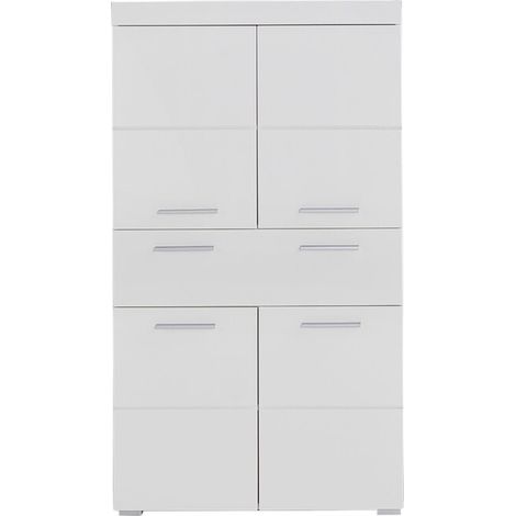 Meuble de rangement de salle de bain moderne blanc brillant Savana (1/4)