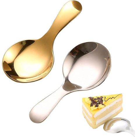 Confezione da 2 mini cucchiaini da sale, cucchiaini da zucchero e cucchiaini da tè in acciaio inossidabile per tè, caffè, dessert, farina, marmellata, yogurt (1/5)