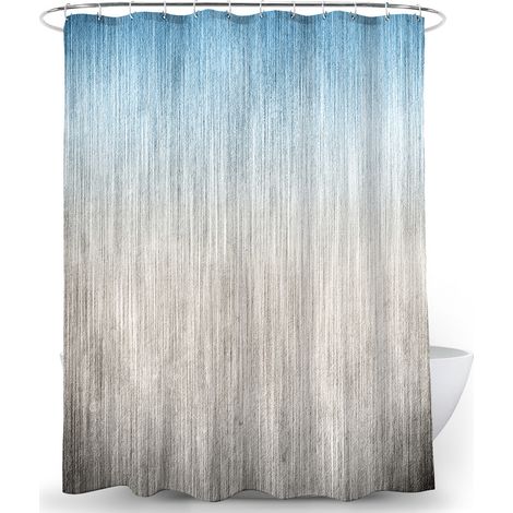 1 Rideau de douche, 12 œillets, polyester imperméable, 183x183 cm, dégradé bleu-gris, salle de bain (1/5)