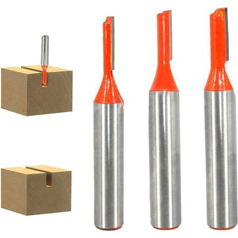 8mm Fraise Droite Defonceuse, 3 pièces Fraises à Défoncer Carbure De Tungstène Mèche de Rout Droite à Simple Flûte Fraise à Bois-3mm/4mm/5mm (1/4)