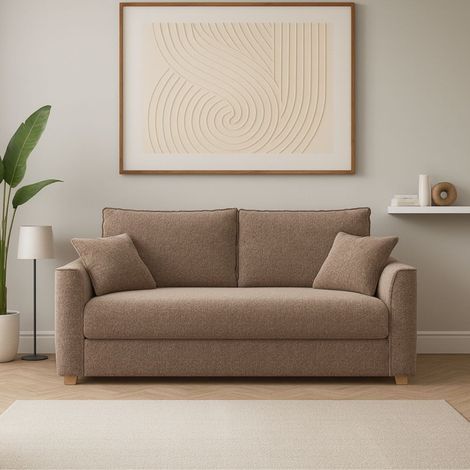 Divano 3 posti Cosy con letto estraibile e contenitore in tessuto tortora 180x93x97H (1/5)