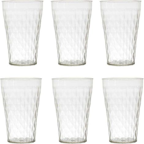 Set de 6 verres en plastique transparent en nid d'abeille (42cl) (1/3)