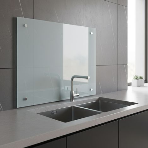 Melko paraspruzzi copri fornello in vetro, per cucina, fornello, piastrelle, 6 mm di vetro di sicurezza temprato, parete posteriore della cucina, viti incluse, 70 x 60 cm, vetro da latte