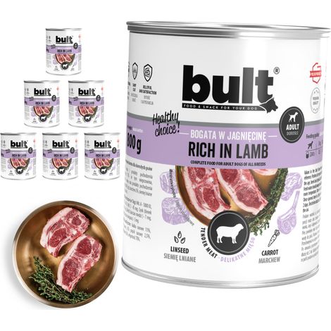 Cibo umido per cani BULT, gusto agnello, lattina da 6x800g (1/2)
