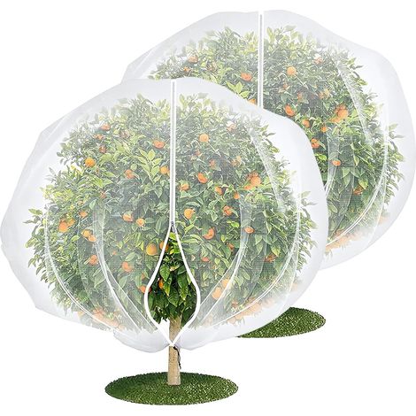 Lot de 2 Grands 2.4 2.4 m Filets Pour Arbres Fruitiers Avec Fermeture Éclair Et Cordon de Serrage, Filet De Jardin Réutilisable Pour Vergers (1/5)