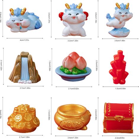 Adorables figurines de dragon, accessoires de décoration, dragon du zodiaque, année du dragon, décorations de bureau pour voiture (1/5)