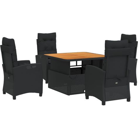 Maison Exclusive - 5-tlg. Garten-Essgruppe mit Kissen Schwarz Pol (1/5)