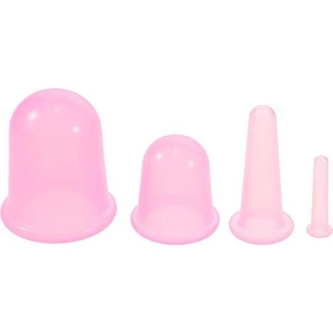 Ventouses de massage silicone - 4 pièces, Anti-cellulite visage corps dos drainage lymphatique - Transparent (1/4)